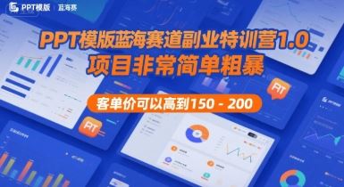 PPT模版蓝海赛道副业特训营1.0，项目非常简单粗暴，客单价可以高到150-200-云创智库