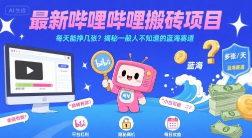 最新哔哩哔哩上B站搬砖项目，每天能挣几张？揭秘一般人不知道的蓝海赛道-云创智库