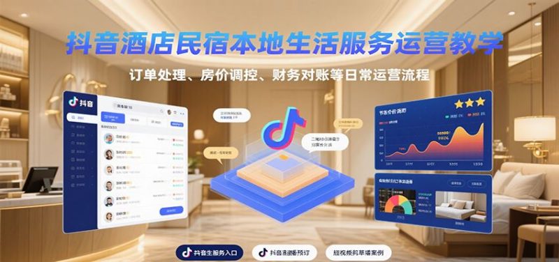 抖音酒店民宿本地生活服务运营教学，订单处理、房价调控、财务对账等日常运营流程-云创智库