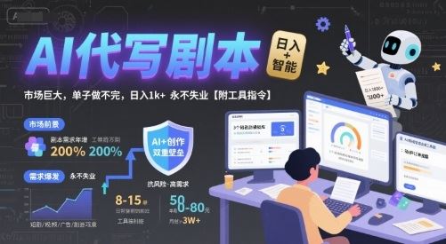 AI代写剧本，市场巨大，单子做不完，日入1k+ 永不失业【附工具指令】-云创智库