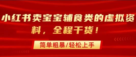 小红书卖宝宝辅食类的虚拟资料，从引流到私域变现，全程干货，简单粗暴，轻松上手-云创智库