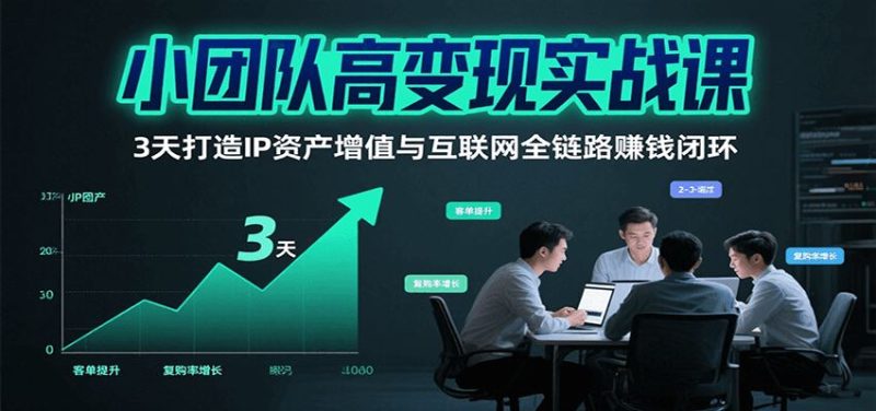 小团队高变现实战课，3天打造IP资产增值与互联网全链路赚钱闭环（第二期）-云创智库
