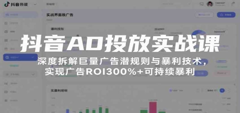 抖音AD投放实战课，深度拆解巨量广告潜规则与暴利技术，实现广告ROI300%+可持续暴利-云创智库