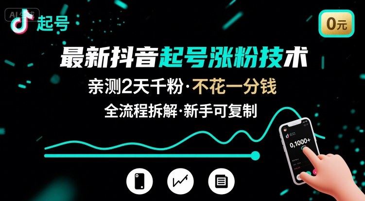 最新抖音起号涨粉技术，亲测2天千粉，不花一分钱，全流程拆解-云创智库