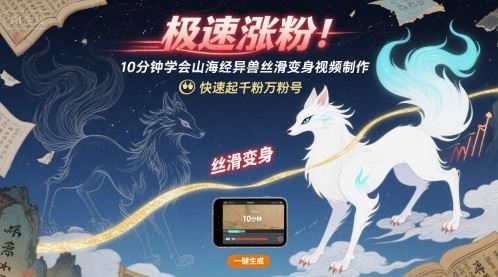 极速涨粉！10分钟学会山海经异兽丝滑变身视频制作，快速起千粉万粉号-云创智库