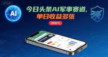 今日头条AI军事赛道，单日收益多张 ，手机可做【附指令】-云创智库