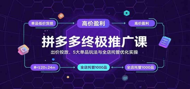 拼多多终极推广课：出价投放、5大单品玩法与全店托管优化实操-云创智库
