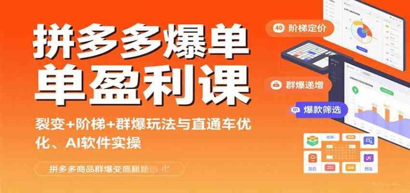 拼多多爆单盈利课：裂变+阶梯+群爆玩法与直通车优化、AI 软件实操-云创智库