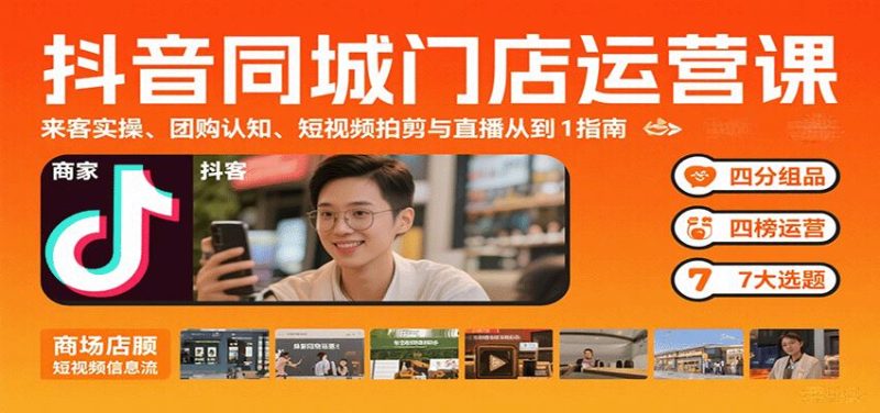 抖音同城门店运营课：来客实操、团购认知、短视频拍剪与直播从0到1指南-云创智库