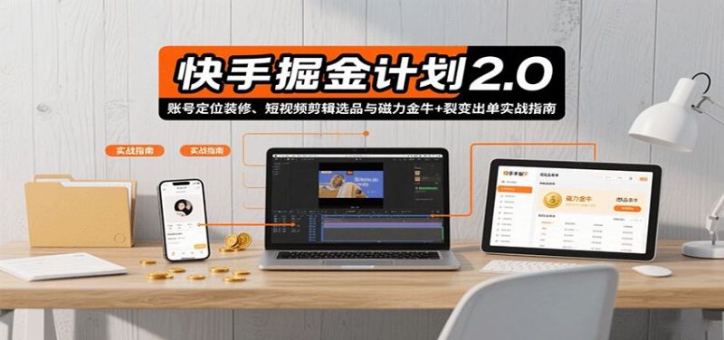 快手掘金计划2.0，账号定位装修、短视频剪辑选品与磁力金牛+裂变出单实战指南-云创智库