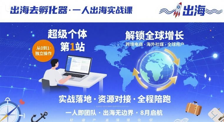 出海去孵化器，一人出海实战课，​超级个体第1站，解锁全球增长-云创智库