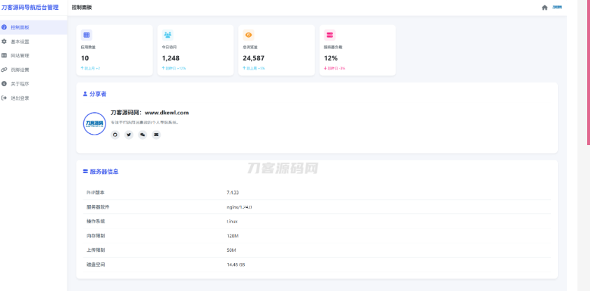 全新UI个人简洁网址导航源码 带后台-云创智库