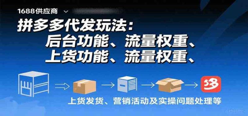 拼多多代发玩法：后台功能、流量权重、上货发货、营销活动及实操问题处理等-云创智库