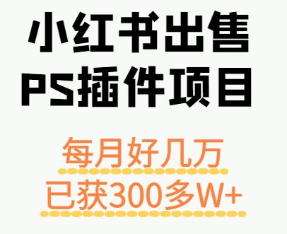 小红书出售PS插件项目，每月都收入好几万，长期操作已获利300多W+-云创智库