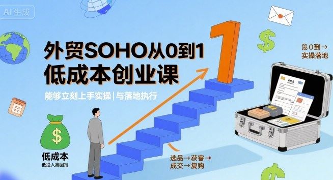 外贸SOHO从0到1低成本创业课，能够立刻上手实操与落地执行-云创智库