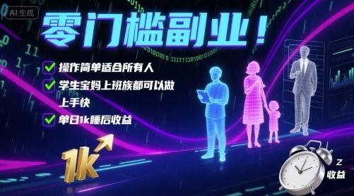 零门槛副业！操作简单适合所有人，学生宝妈上班族都可以做，上手快，单日1k睡后收益【揭秘】-云创智库