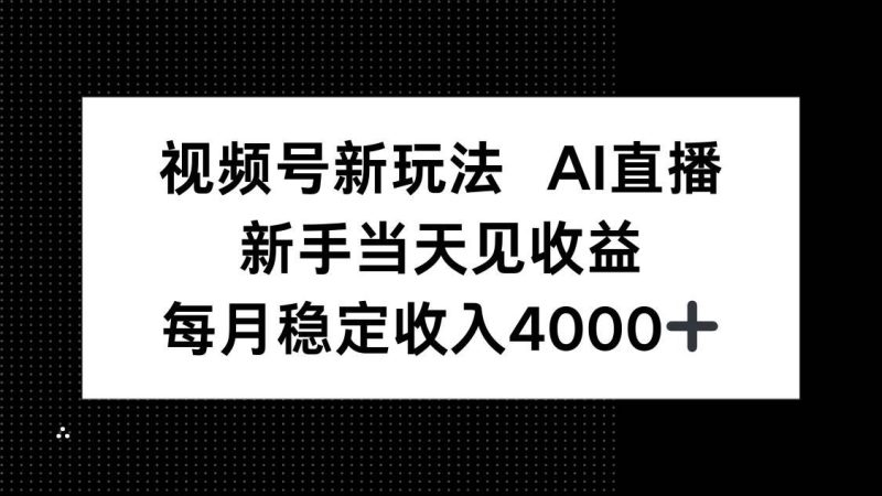 （16080期）视频号新玩法AI直播，新手小白当天见收益，月入4000+-云创智库