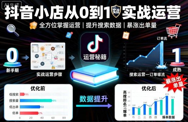 抖音小店从0到1实战运营，帮你全方位掌握小店运营，提升搜索数据与出单量-云创智库