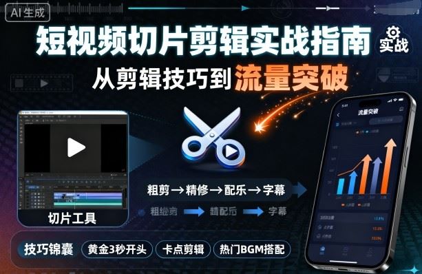 短视频切片剪辑实战指南，从剪辑技巧到流量突破-云创智库