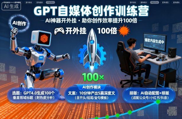 GPT自媒体创作训练营：AI神器开外挂，助你创作效率提升100倍-云创智库