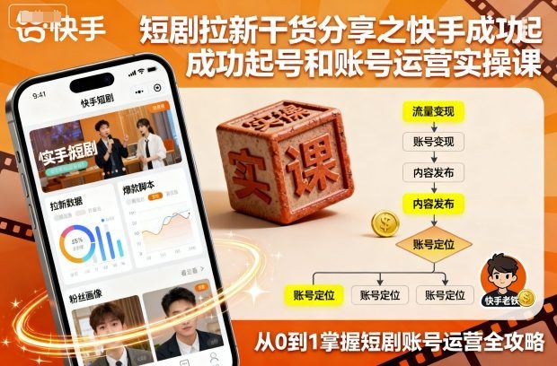 短剧拉新干货分享之快手成功起号和账号运营实操课-云创智库