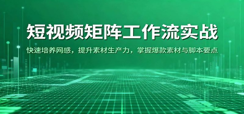 短视频矩阵工作流实战：快速培养网感，提升素材生产力，掌握爆款素材与脚本要点-云创智库