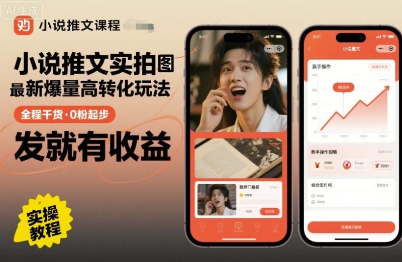 小说推文实拍双图文最新爆量高转化玩法，全程干货，0粉起步，发就有收益-云创智库