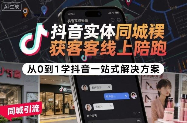 抖音实体同城获客线上陪跑，从0到1学抖音一站式解决方案-云创智库