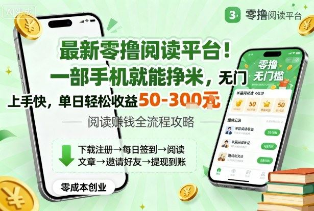 最新零撸阅读平台！一部手机就能挣米，无门槛上手快，单日轻松收益50-3张【揭秘】-云创智库