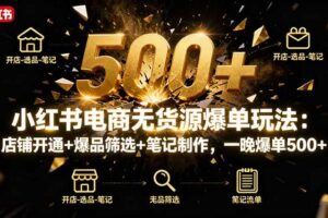 （16253期）小红书无货源变现课：上瘾式搞钱计划，掌握无货源全流程，单店月利润2w+-云创智库