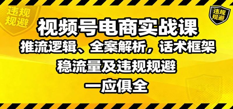 视频号电商实战课：推流逻辑、全案解析，话术框架，稳流量及违规规避等-云创智库
