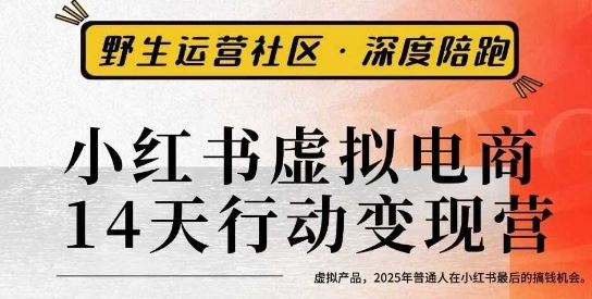 小红书虚拟电商14天变现训练营3.0，​虚拟产品，2025年普通人在小红书最后的搞钱机会-云创智库