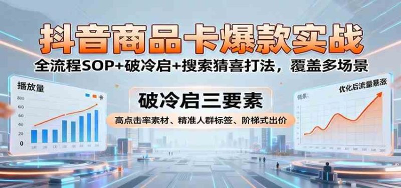 抖音商品卡爆款实战：全流程SOP+破冷启+搜索猜喜打法，覆盖多场景-云创智库