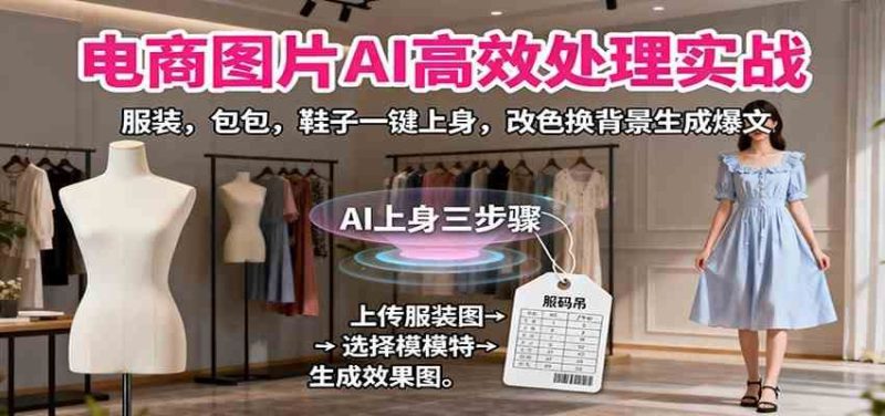 电商图片AI高效处理实战，服装，包包，鞋子一键上身，改色换背景生成爆文-云创智库