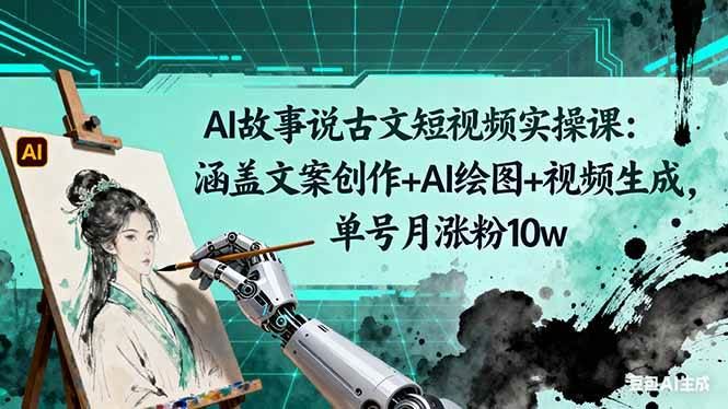 （16369期）AI故事说古文短视频实操课：涵盖文案创作+AI绘图+视频生成，单号月涨粉10w-云创智库