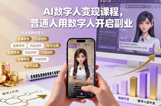 AI数字人变现课程，普通人用数字人开启副业-云创智库