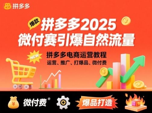 拼多多2025微付费引爆自然流量，拼多多电商运营教程，运营、推广、打爆品、微付费（更新）-云创智库