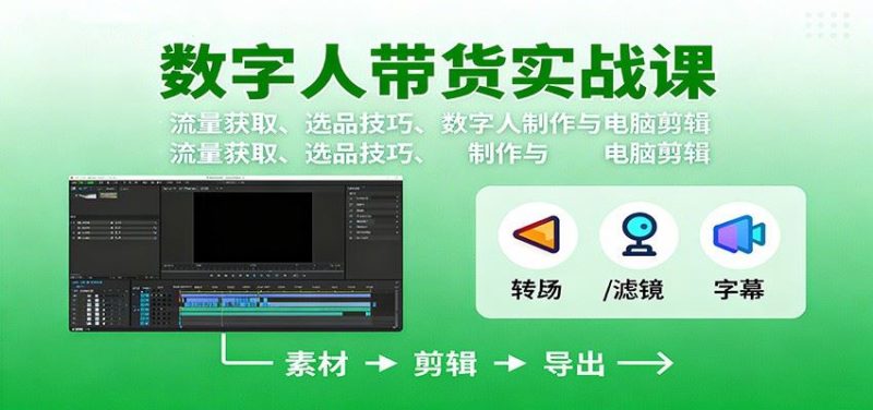 数字人变现实战课：流量获取、选品技巧、数字人制作与电脑剪辑-云创智库