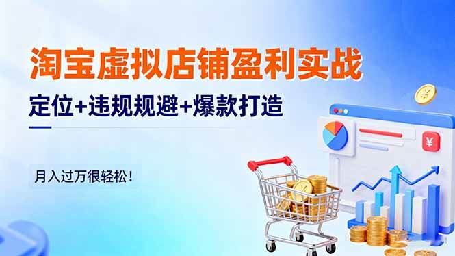 （16387期）淘宝虚拟店铺盈利实战：定位+违规规避+爆款打造，月入过万很轻松！-云创智库