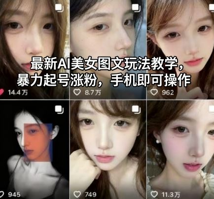 最新AI美女图文玩法教学，暴力起号涨粉，手机即可操作-云创智库