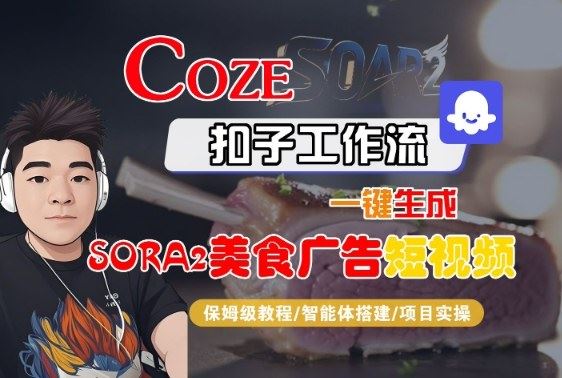 Coze扣子智能体工作流一键生成“SORA2美食广告“短视频，全流程保姆级教学-云创智库