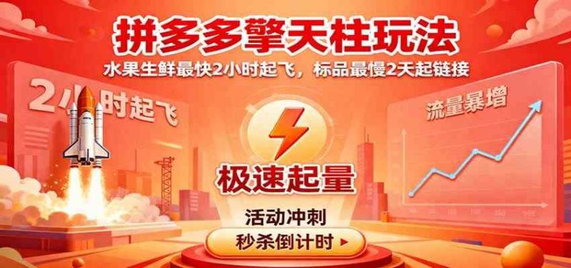 拼多多擎天柱玩法，水果生鲜最快2小时起飞，标品最慢2天起链接-云创智库