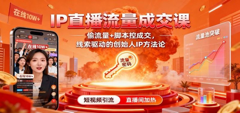 IP直播流量成交课：偷流量+脚本控成交，线索驱动的创始人IP方法论-云创智库