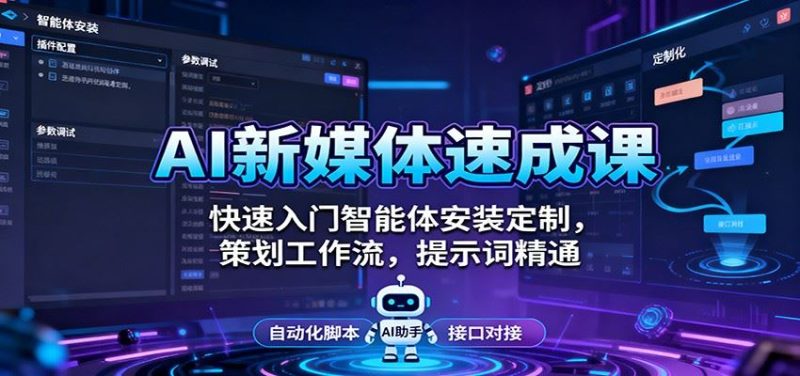 AI新媒体速成课：快速入门智能体安装定制，策划工作流，提示词精通-云创智库