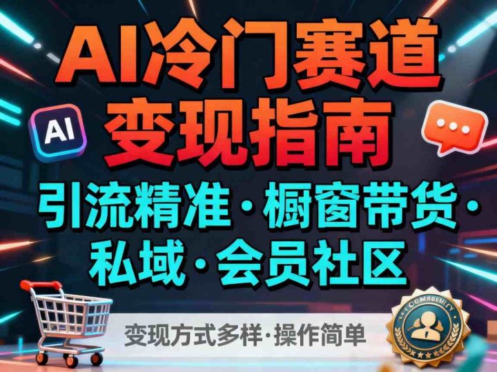 AI冷门赛道，引流精准，橱窗带货+私域+会员社区，变现方式多样，操作简单-云创智库