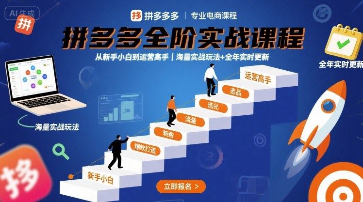 拼多多全阶实战课程，从新手小白到运营高手，海量实战玩法+全年实时更新【2025年10月更新】-云创智库