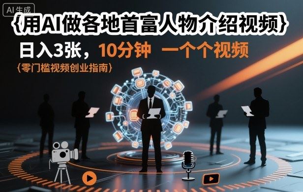 用AI做各地首富人物介绍视频，日入3张，10分钟一个视频-云创智库