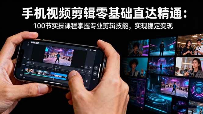 （16466期）手机视频剪辑零基础直达精通：100节实操课程掌握专业剪辑技能，实现稳…-云创智库