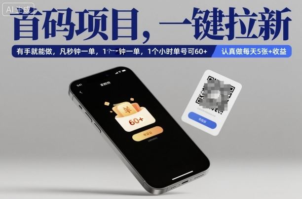 首码项目，一键拉新，有手就能做，几秒钟一单，1个小时单号可60+，认真做每天5张+收益【揭秘】-云创智库