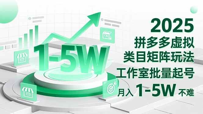 （16548期）2025 拼多多虚拟类目矩阵玩法，工作室批量起号，月入 1-5W 不难-云创智库